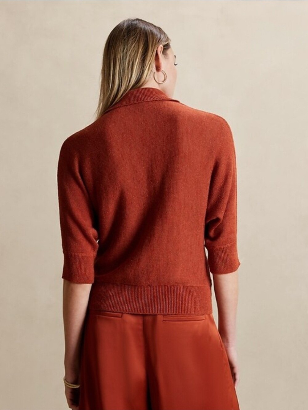 Banana Republic Women's Oversized Collar Quarter Sleeve Pullover XL - Picture 2 of 7